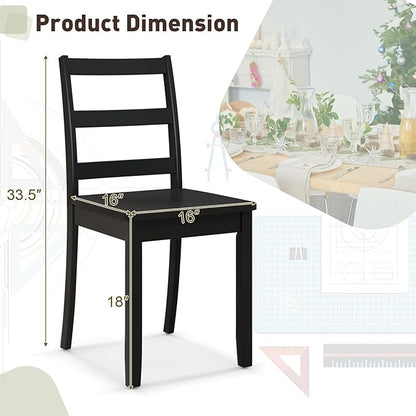 ERGOMASTER Wooden Dining Chairs Set of 4, Farmhouse Armless Wood Kitchen Chair with Back, Restaurant Side Chairs for Study, Dining Room, Black