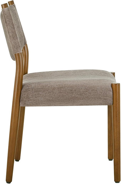 KISLOT Upholstered Dining Chairs Set of 2, Solid Wood Armless Kitchen Chairs with Soft Polyester Fabric, 18.9" Seat Height, Modern Dining Room Seating, 300 lbs Capacity, Brown