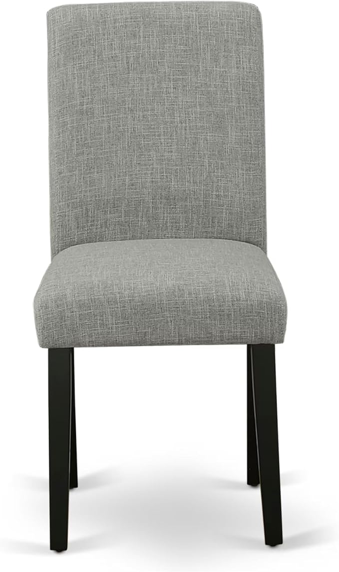 East West Furniture ABP1T06 Abbott Parson Dining Room Chairs - Shitake Linen Fabric Upholstered Chairs, Set of 2, Black