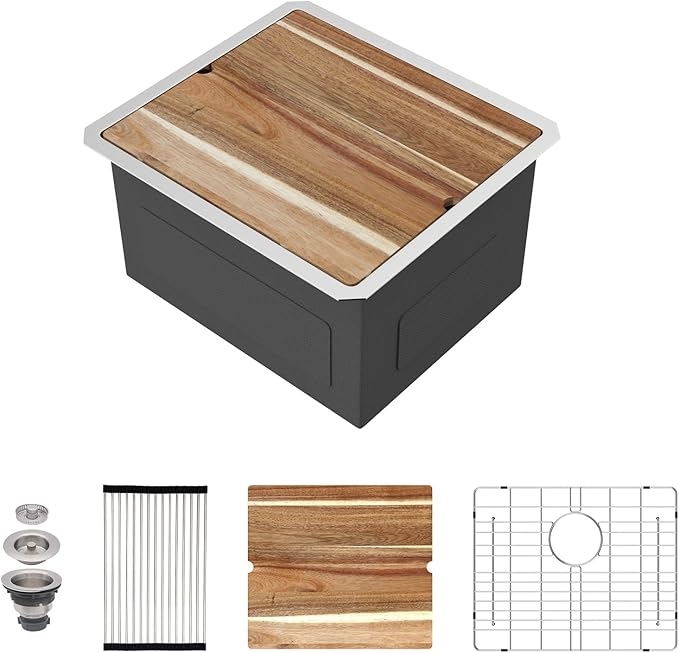 21 Laundry Sink Undermount - 21x19x12 Inch Laundry Utility Sink 12 Inch Extra Deep Single Bowl 16 Gauge Stainless Steel Kitchen Sinks Utility Room Sinks Workstation Basin
