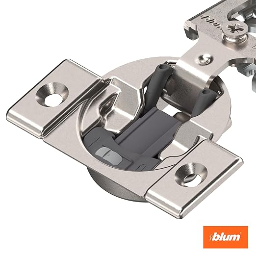 Blum Compact BLUMOTION Hinge (25 Kits), 1/2" Overlay, 105° Opening Angle, Steel, Integrated Soft-Close Hinges for Face Frame Cabinets