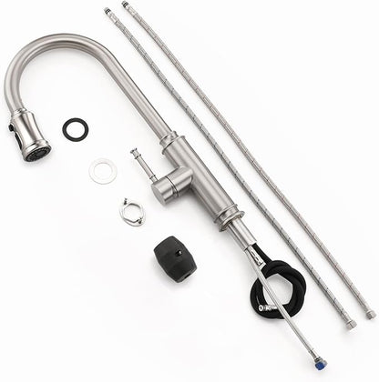 SUMERAIN Kitchen Faucet with Pull Down Sprayer Single Handle High Arc Pull Out Kitchen Sink Faucet Stainless Steel, Brushed Nickel