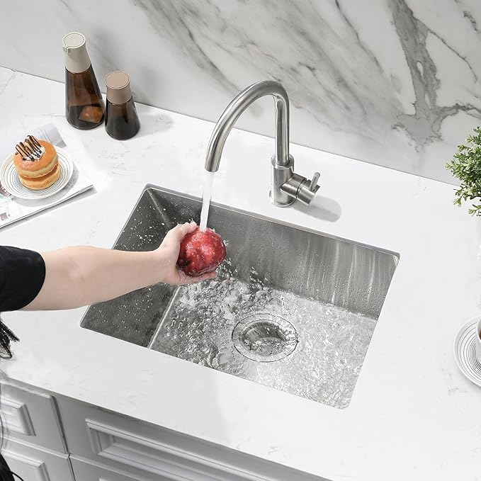 22 Inch Undermount Kitchen Sink, 22x16 Undermount Stainless Steel Utility Laundry Sinks 18 Gauge Handmade 8" Deep Single Bowl Kitchen Bar Sink with Basket Strainer