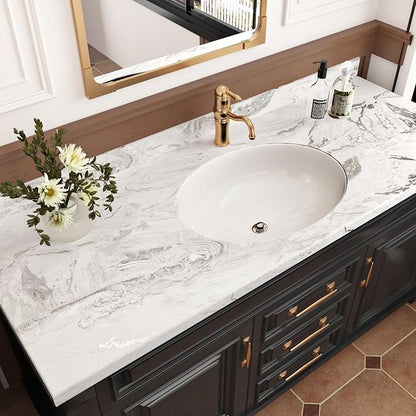 Wallercity 24''x315'' Matte Beige/Silver Marble Peel and Stick Countertops Contact Paper Self Adhesive Removable Marble Wallpaper for Kitchen Backsplash Bathroom Counter Top Liner Vinyl Wallpapers