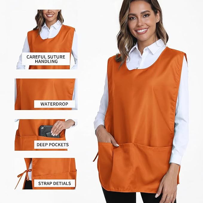 Xeoxarel Unisex Cobbler Apron with 3 Pockets, Adjustable Drawstring Waist, Professional Lightweight for Kitchen Salon Garden