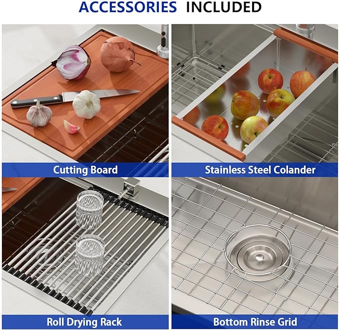 Dcolora 23 Inch Drop In Kitchen Sink Workstaion Single Bowl Stainless Steel Bar Sink Topmount Small Kitchen Sinks,DC-TW5689