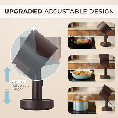 GLENCREAG Desktop Range Hood, Portable Kitchen Exhaust Fan with 3 Speeds, 30°–180° Adjustable Mini Range Hood, Dual Filtration for Tabletop BBQ, Hot Pot, RV, Apartment & Small Spaces