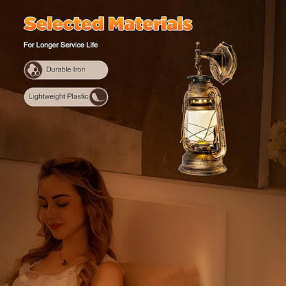 Retro Antique Vintage Rustic Wall Sconce, Lighting Lantern Mounted Light with Glass Indoor Light Fixture, Cabin Decor Lampshade for Hallway Farmhouse Loft (Brass)