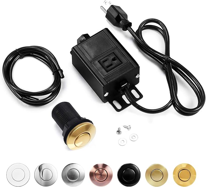 Sink Top Air Switch Kit Garbage Disposal Part by CLEESINK (SHORT/2.5", Polished Gold)