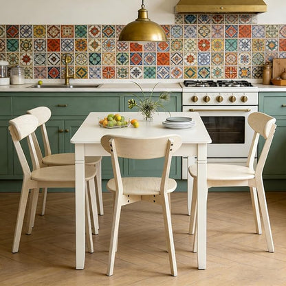 White Wood Dining Chairs Set of 2,FAS Grade Oak Dining Chairs, Sturdy Outer Sword-Leg Design in White Finish for Dining Room,Restaurant, Cafe, and Modern Home Kitchen,Easy Assembly,400 lb Capacity