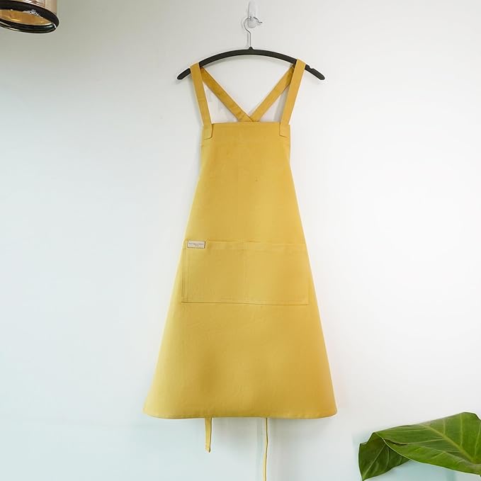 100% Cotton Kitchen Apron with 2 Pockets – Adjustable Chef Apron for Cooking Baking BBQ – Unisex Apron