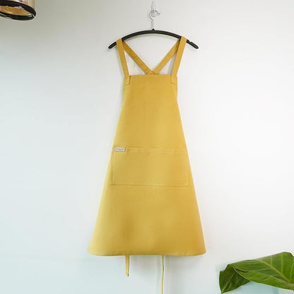 100% Cotton Kitchen Apron with 2 Pockets – Adjustable Chef Apron for Cooking Baking BBQ – Unisex Apron