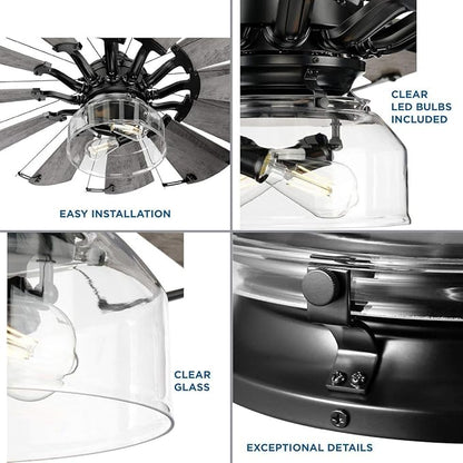Progress Lighting Springer Collection Clear Glass Light Kit Matte Black, 7.50x11.87x11.87