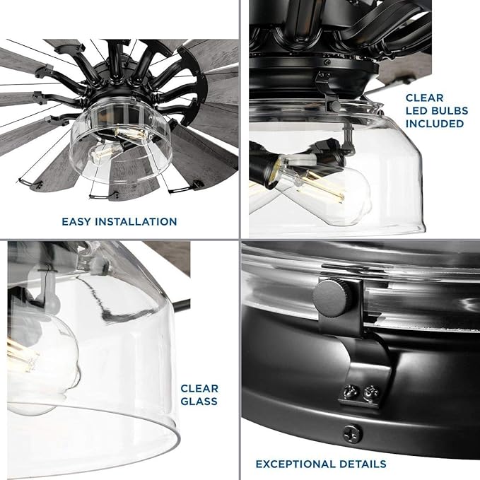 Progress Lighting Springer Collection Clear Glass Light Kit Matte Black, 7.50x11.87x11.87