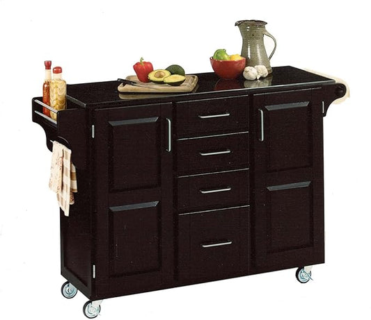 Create-a-Cart Black 2 Door Kitchen Cart with Black Granite Top by Home Styles