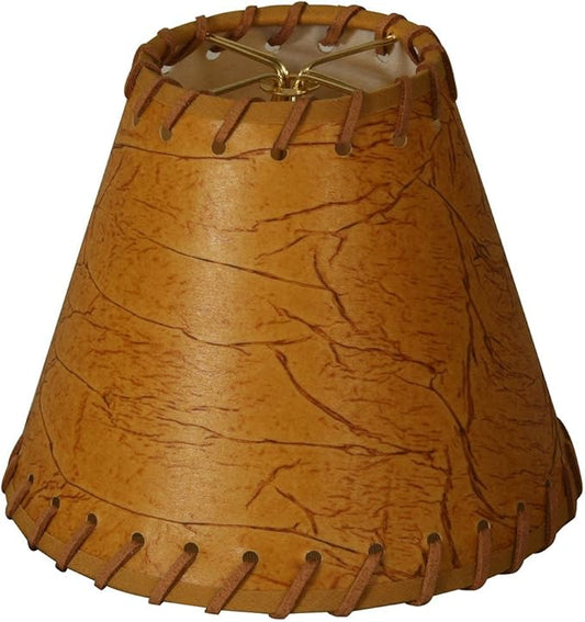 Royal Designs, Inc. CS-970-6 Faux Leather Empire Chandelier Shade with Whipstitch Trim, 3 x 6 x 5, Dark Brown