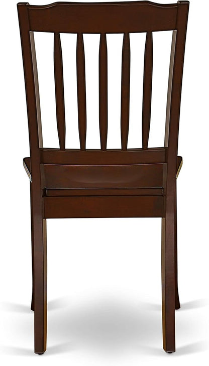 East West Furniture DAC-MAH-W Danbury Dining Room Chairs - Slat Back Solid Wood Seat Chairs, Set of 2, Mahogany
