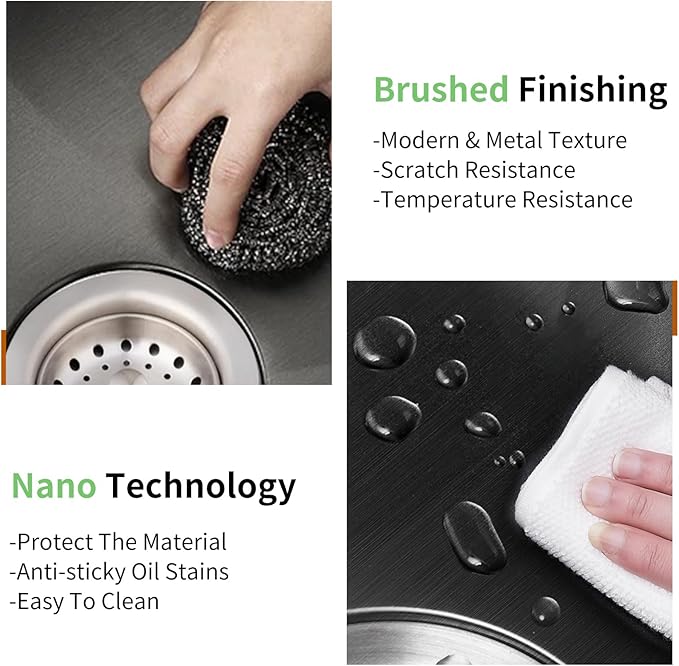 Black 20x16 In Kitchen And Bar Sink- Stainless Steel Undermount Kitchen Sink Modern Single Bowl Drop In Bar Sink With Silicon Mat,Drain Strainer Set Compatibility With Various Kitchen & Bar Style