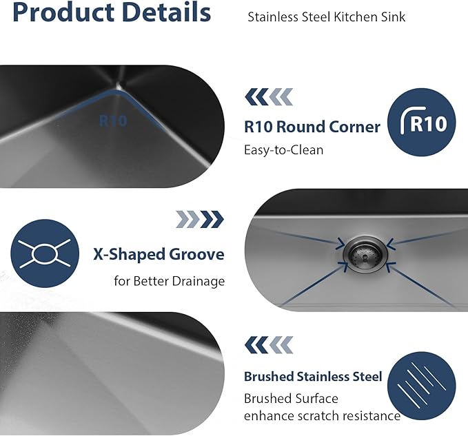 Lordear Luxury 45 Black Undermount Kitchen Sink NANO PVD Large Ledge Workstation T304 16 Gauge Stainless Steel Single Bowl Under Counter, 45''x19''x10''