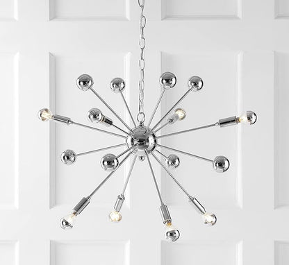JONATHAN Y 22.5" Chrome 8-Light Metal Sputnik Chandelier, Adjustable Height Hanging Fixture for Living Room Dining Room Bedroom, Modern Transitional, LED Bulbs Included JYL9017A