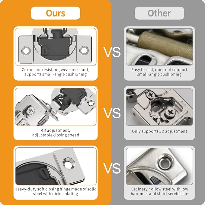 Chibery 2 Pack 1-3/8" Overlay 4D Soft Close Concealed Hinges for Face Frame Door, Adjustable Closing Speed, Smooth Slow Self Close Hinges, Satin Nickel, 105° Open Angle Stainless Steel Cabinet Hinges