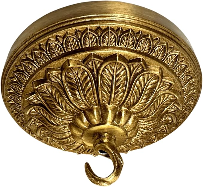 5.9 inches Brass Canopy Kit for Chandelier and Ceiling Lights, Decorative Design, Hanging Fixture Mounting Plate