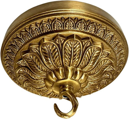 5.9 inches Brass Canopy Kit for Chandelier and Ceiling Lights, Decorative Design, Hanging Fixture Mounting Plate
