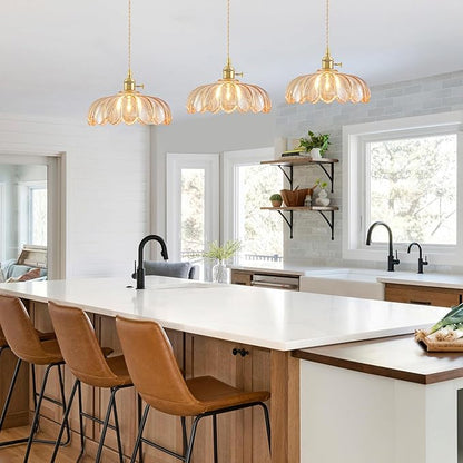 Plug in Pendant Light Fixtures, Hanging Light Fixture Glass Pendant Light, Vintage Amber Hanging Lamp, Pendant Lighting for Kitchen Island, Bedroom, Dining Room, Living Room