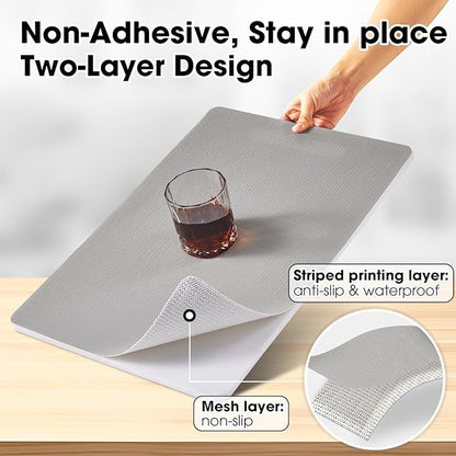 Drawer and Shelf Liner, Non-Slip Kitchen Cabinet Liners Non-Adhesive Thick Strong Grip Waterproof Washable Mats Protect Dresser Shelves Cupboard Bathroom Cabinets, Light Gray, 18 in X 20 FT