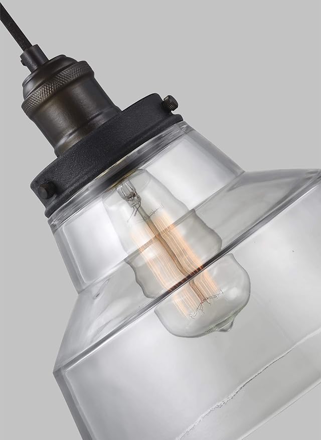 Feiss P1348PAGB/DWZ Baskin Glass Pendant Lighting, Brass, 1-Light (10"Dia x 10"H) 60watts