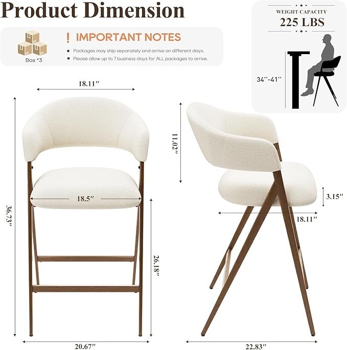 COLAMY Bar Stools Set of 6, Counter Height Bar Stools with Back, Modern Upholstered Island Stools with Metal Legs for Kitchen Island, Counter, Dining Room, Beige