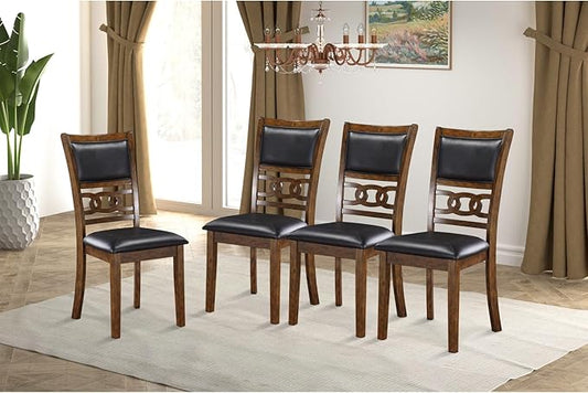 HomeStock Kitchen Dining Chairs Set - Wood Kitchen Dining Chair - Brown Finish - Wood Kitchen Island Seating Brown/4 Piece
