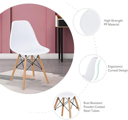 Giantex Dining Table Set for 4, Rectangular Glass Dining Table & 4 White DSW Chairs, 5-Piece Modern Dinette Set for Breakfast Nook, Dining Room, Kitchen, Living Room, White