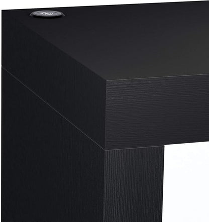 Mobili Fiver, Evolution Dining Table 47.2 x 15.7 in, with Wireless Charger, Ashwood Black with One Leg, Made in Italy