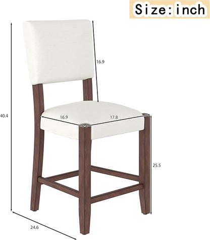 Bar Stools Set of 4, 40.4" Counter Stools with Back, Linen Upholstered Bar stools with Solid Wood Legs Bar Chairs for Kitchen Island Dining Room, Beige(4 Chairs)
