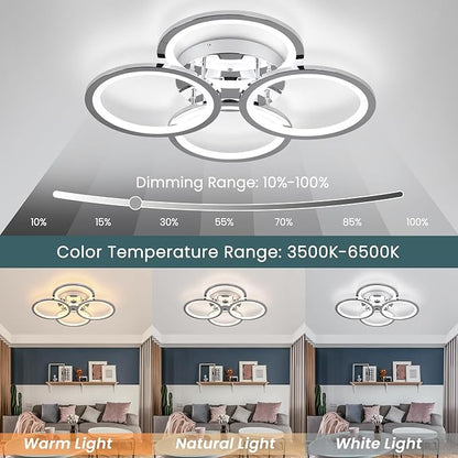 EIDISUNY Modern LED Ceiling Lights for Bedroom, Flush Mount Ceiling Light Fixtures, 45W Ceiling Lights with Remote Control&APP, Close to Ceiling Lamp for Bedroom Living Room Kitchen Office