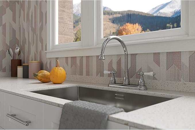 Pfister Sonterra 2-Handle Kitchen Sink Faucet with Side Sprayer High Arc Polished Chrome Finish 1.8 GPM Flow Rate 3 or 4 Hole Installation Ceramic Disc Valve F0364SNC