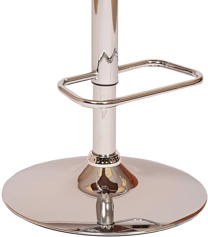 Armen Living London Modern Adjustable Height Swivel Black Faux Leather and Walnut Wood Bar Stool with Chrome Base for Kitchen Island Counter
