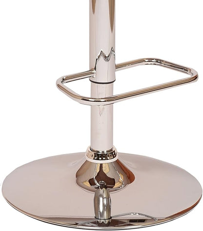 Armen Living London Modern Adjustable Height Swivel Black Faux Leather and Walnut Wood Bar Stool with Chrome Base for Kitchen Island Counter