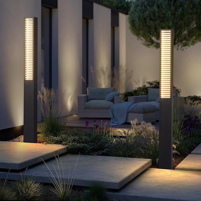 Landscape Path Lights, 71" Outdoor Pathway Lights, 3000K Bollard Light, IP65 Waterproof Commercial Pathway Lighting, Bollards Light Path Led Wired for Lawn Garden Driveway Walkway