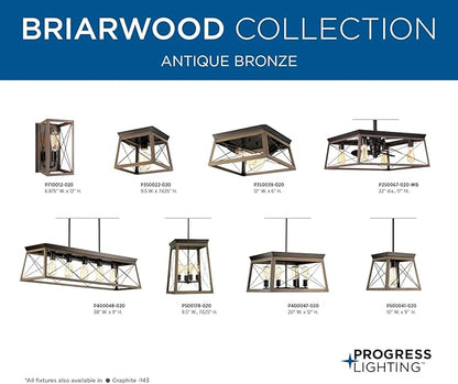 Progress Lighting P710012-020 Briarwood Antique Bronze One-Light Wall Sconce, Architectural