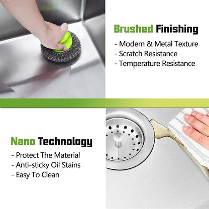 Kitchen Sink, 30x18 Inch Stainless Steel Undermount Modern Single Bowl Drop In Kitchen Sink Combo-Silicon Mat,Drain Strainer Set Offering Large Basin And Compatibility With Various Kitchen&Bar Style