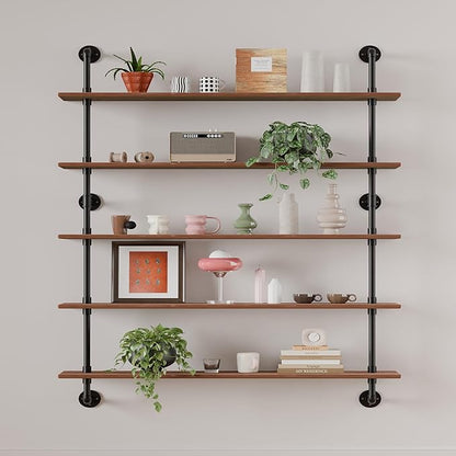 HDDFER Floating Shelves for Wall Living Room Shelves Bookshelf Industrial Pipe Shelving Shelf Real Wood Planks 36 inch Rustic Wall Shelves Hanging Bookshelves Farmhouse Kitchen Bar Shelving