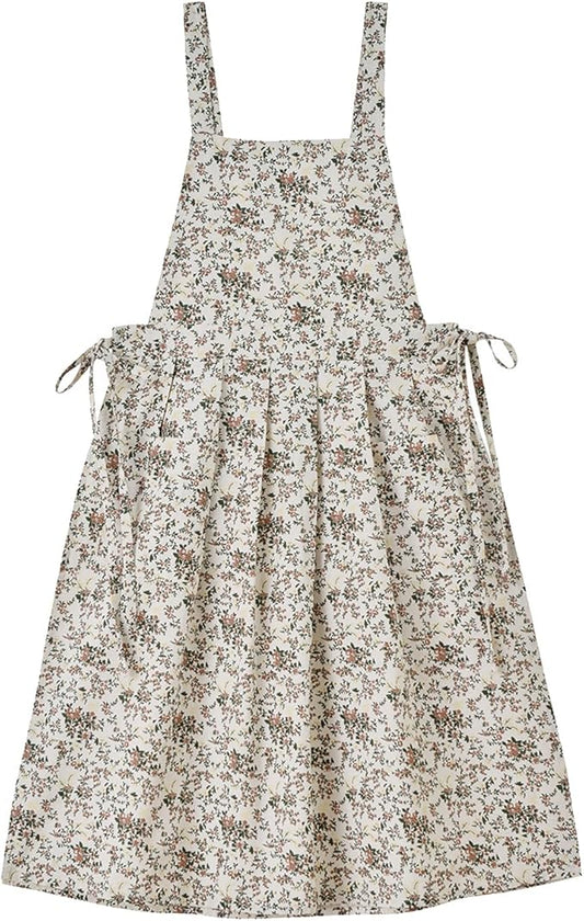 Adult Kitchen Apron Floral Cotton Waterproof Adjustable Apron Cooking Baking Garden Chef Apron with Pocket