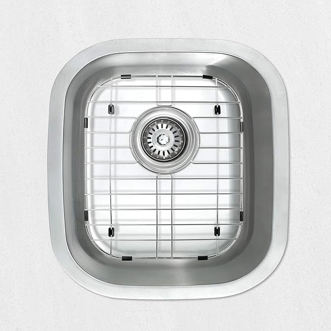 Kitchen Sink Grid and Stainless Steel Sink Protectors, Sinks Bottom Grid, Sinks Mats and Sink Racks for Bottom of Kitchen Sink, 11 5/8'' x 13 9/16'' with Rear Drain for Double Bowl