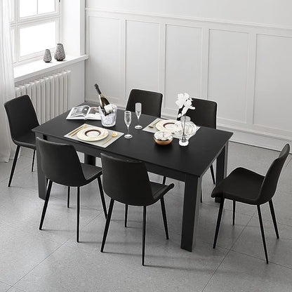 Giantex Dining Table for 6, Rectangular Kitchen Table with 330Lbs Capacity, Stable Structure, 63" L x 31.5" W x 30" H Large Farmhouse Center Tables for Dinner, Dinette, Dining Room, Black
