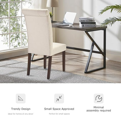 Tufted Dining Chairs Set of 4, Upholstered Parsons Dining Room Chairs, Fabric Kitchen Side Chair with Wood Legs, Beige