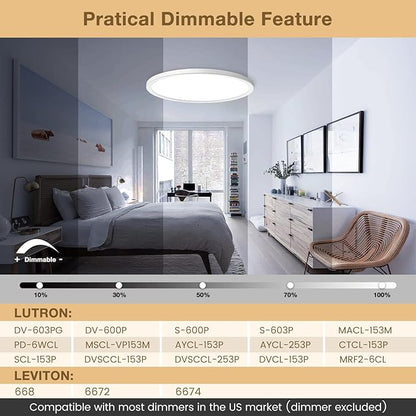 6-Pack 3200LM 12Inch LED Ceiling Lights Flush Mount, Dimmable Ceiling Light Fixtures, 3000K 4500K 6000K CCT, 24W Super Slim Low Profile Modern Ceiling Light for Bedroom Bathroom Hallway Kitchen, White