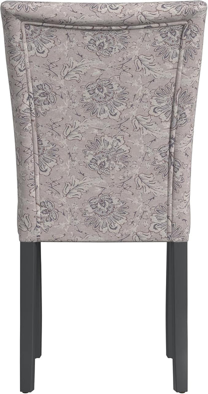 HomePop Classic Parsons Dining Chair -Gray Linen Artistic Floral Print (Set of 2)