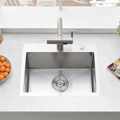 20 Inch Kitchen Sink Drop In with Faucet Combo-Brovy 20x16 Small Outdoor Stainless Steel Kitchen Sink Drop-In 18 Gauge Single Bowl Top Mount Wet Bar Sinks with Mat&Drainer